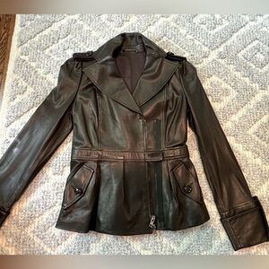 Diane von Furstenberg black leather jacket